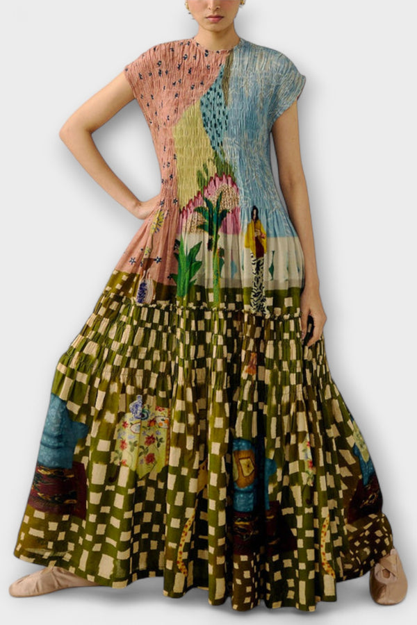 Amara - Plissiertes Kleid mit Animal-Print