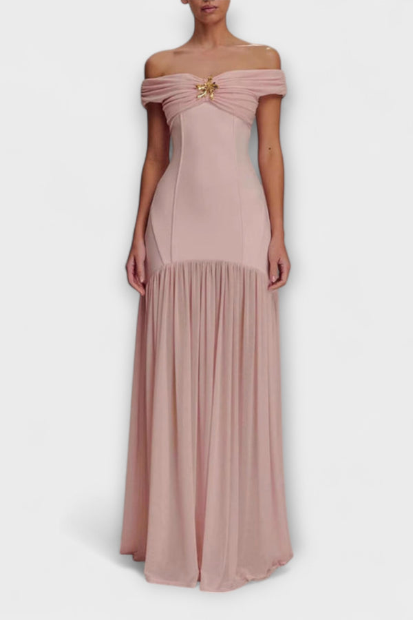 Maelie - Schickes trägerloses Bodycon-Maxikleid mit floralen Verzierungen