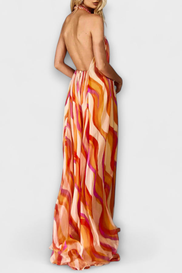 Rumi - Schickes geflochtenes Maxikleid mit Wellenmuster