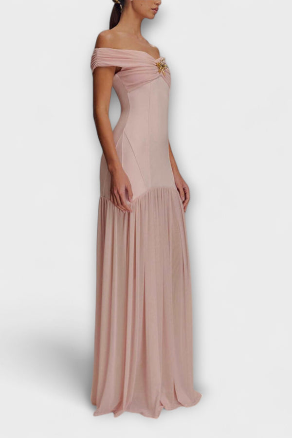 Maelie - Schickes trägerloses Bodycon-Maxikleid mit floralen Verzierungen