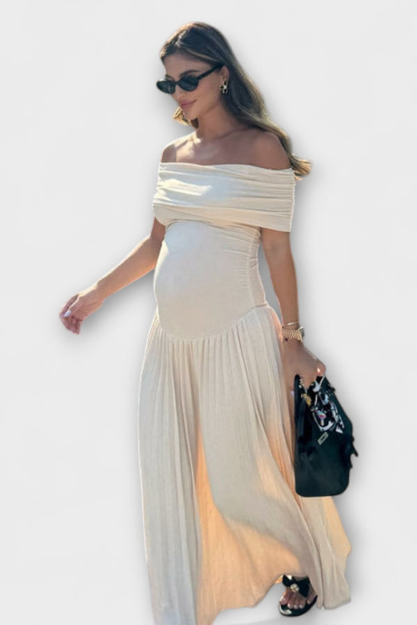 Amara - Maxi Kleid für Schwangere mit Falten