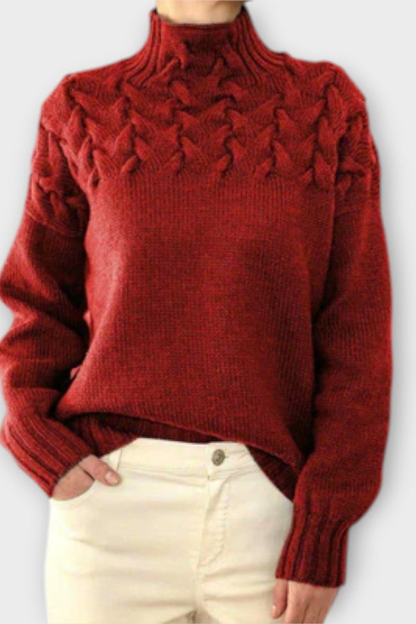 Eva - Damenpullover mit Zopfstrick-Detail