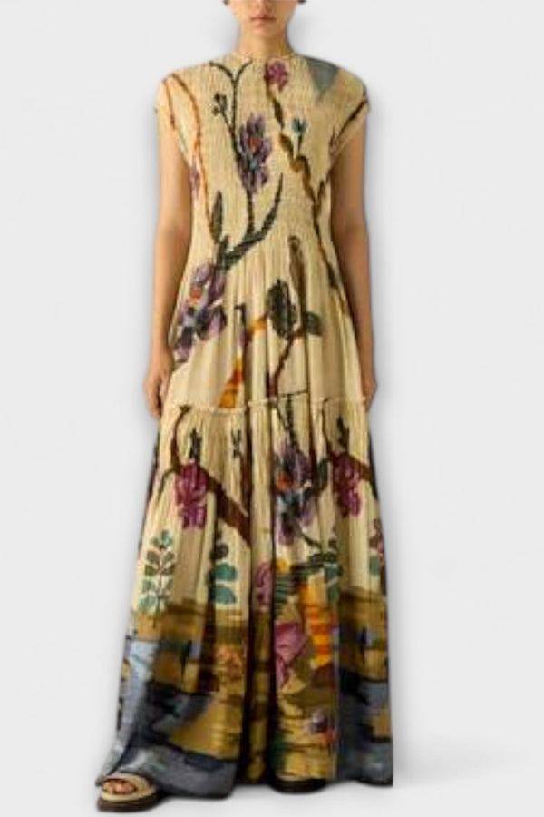 Amanda - Maxikleid mit plissiertem Druckdesign