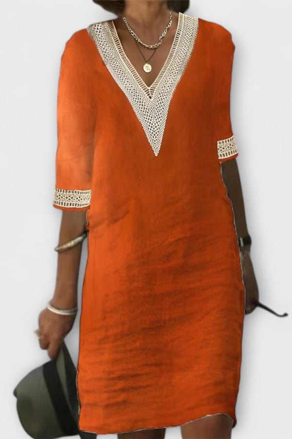 Damenkleid aus Baumwolle und Leinen