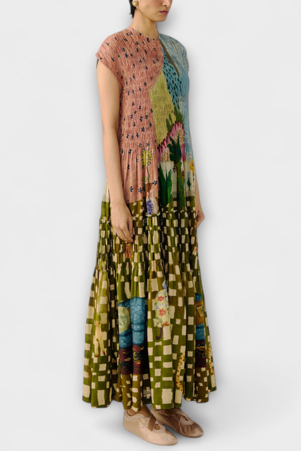 Amara - Plissiertes Kleid mit Animal-Print
