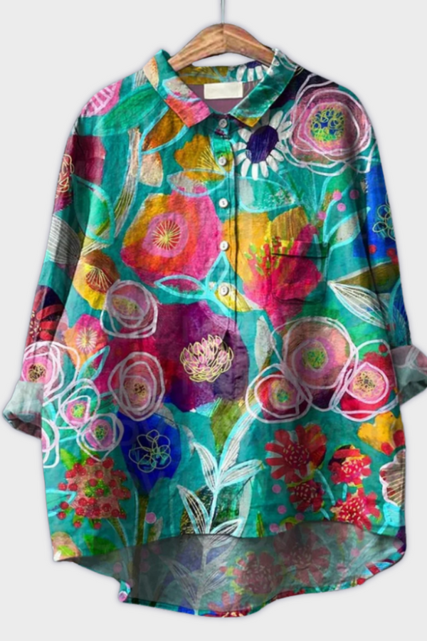 Magdalena - Handgemachte Damenbluse mit floralem Design