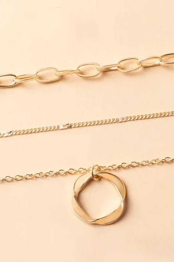 Retro Gold Layered Halskette