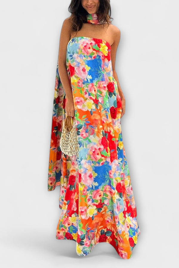 Harlow - Off-Shoulder Floral Maxi-Kleid