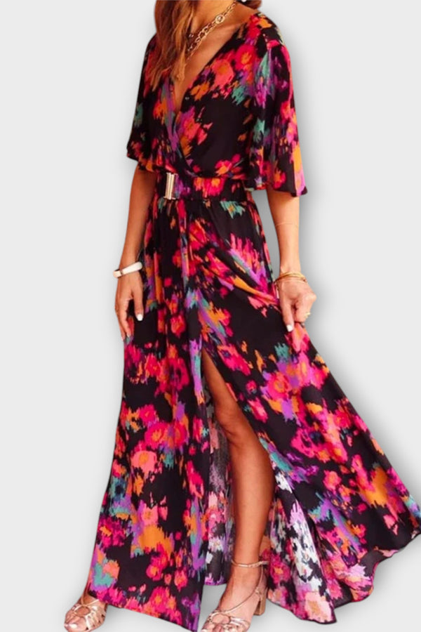 Sabine - Stilvolles Wickel-Maxikleid mit fließendem Design