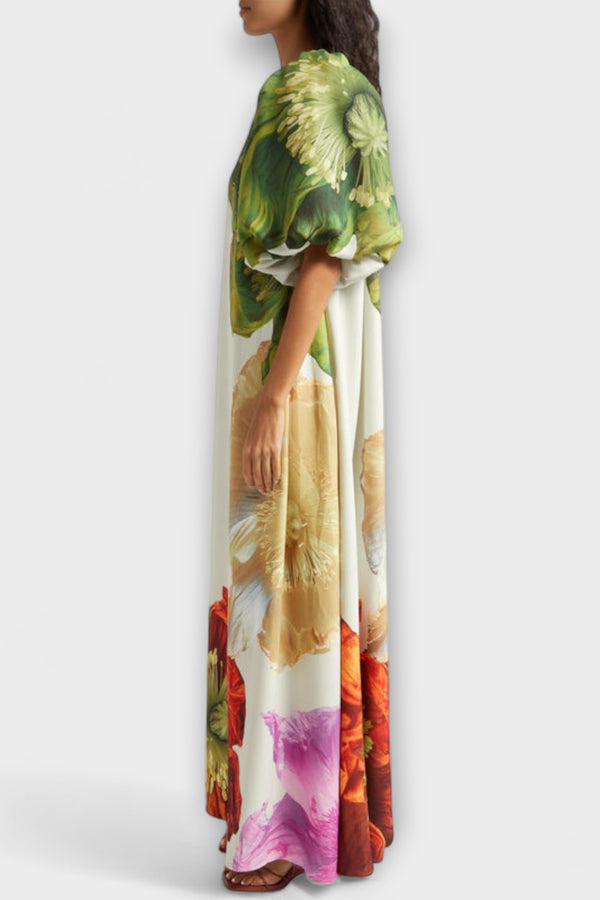 Melody - Asymmetrisches Floral-Maxikleid
