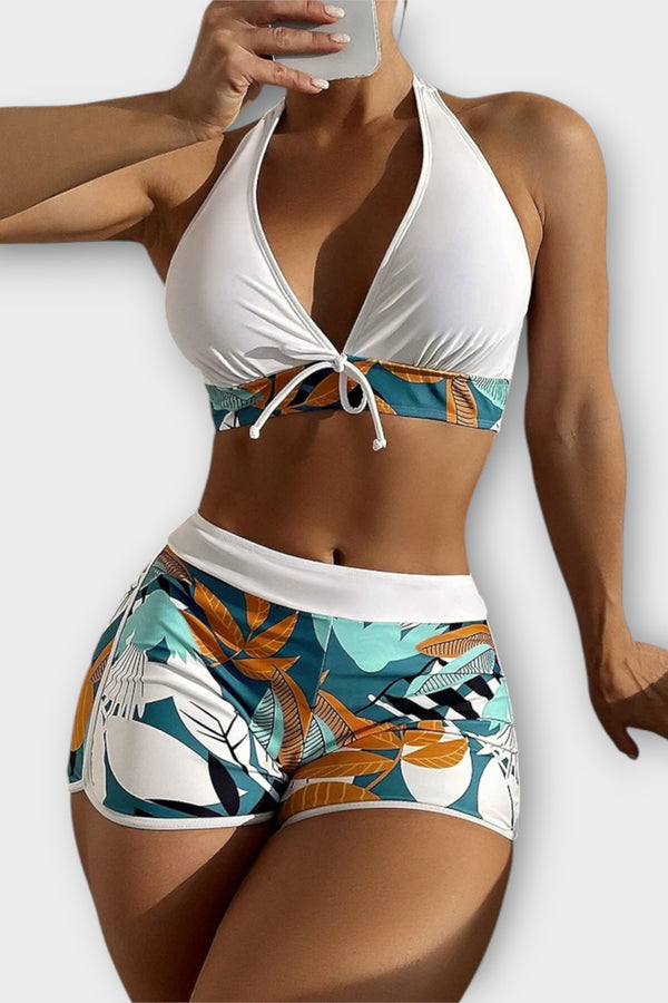 Hochtailliertes Halter-Bikini-Set