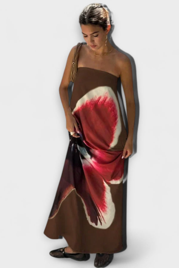 Schickes Off-Shoulder Ärmelloses Maxikleid