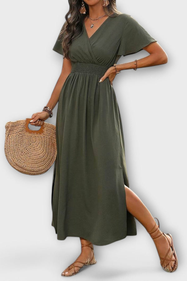 Heather - Elegantes Boho Kleid mit V-Ausschnitt und langen Ärmeln