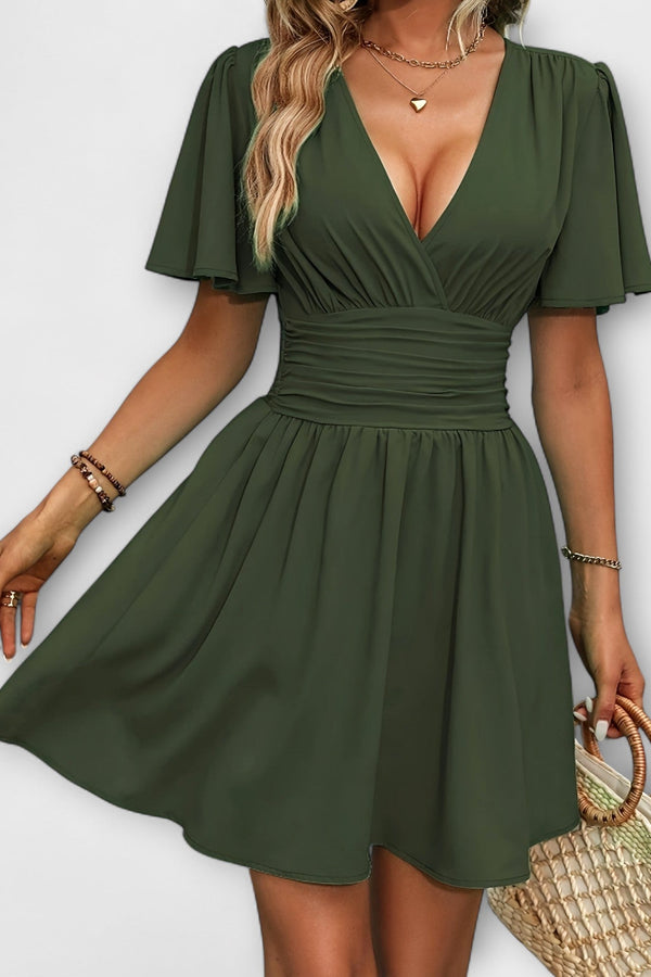 Winslet - Kleid mit geraffter Taille und V-Ausschnitt