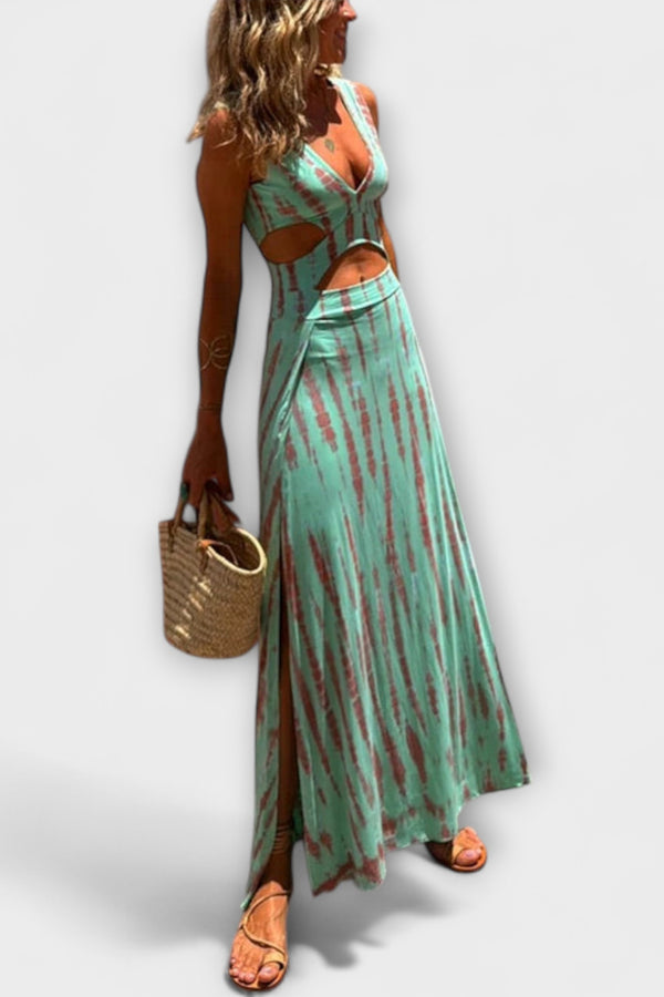 Ella - Eleanor Tie-Dye Cutout Schlitz Stretchkleid