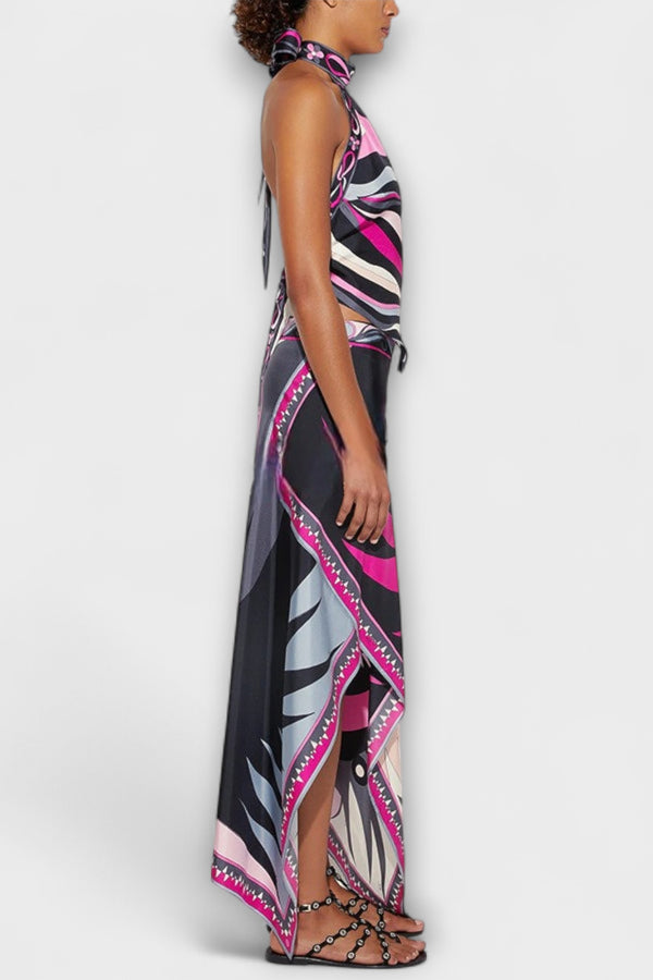 Everly - Set aus Neckholder-Top und asymmetrischem Midi-Rock