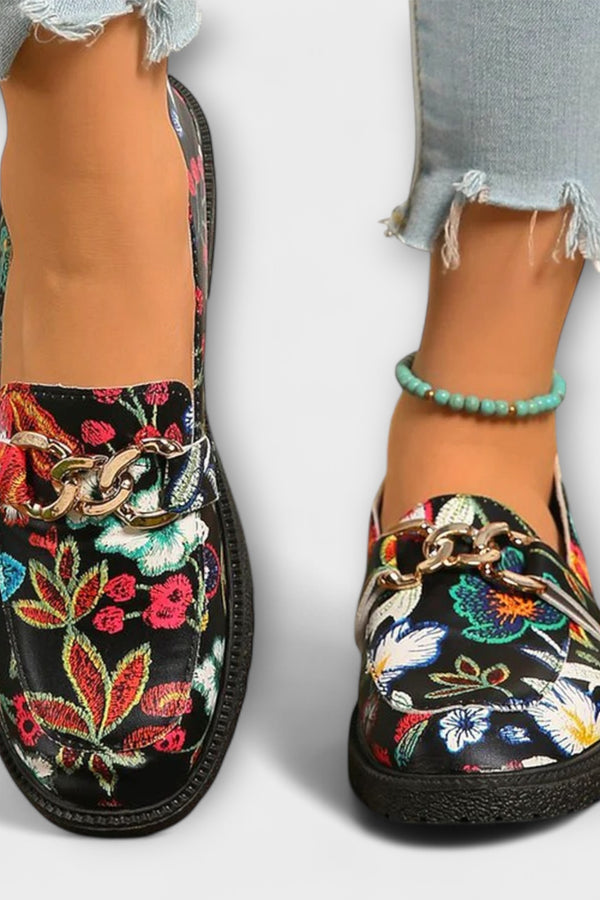 Orla – Mehrfarbige Loafer mit Blumenmuster
