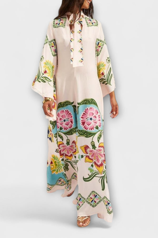 Lisa - Elegantes Maxikleid mit floralem Druck und fließendem Design