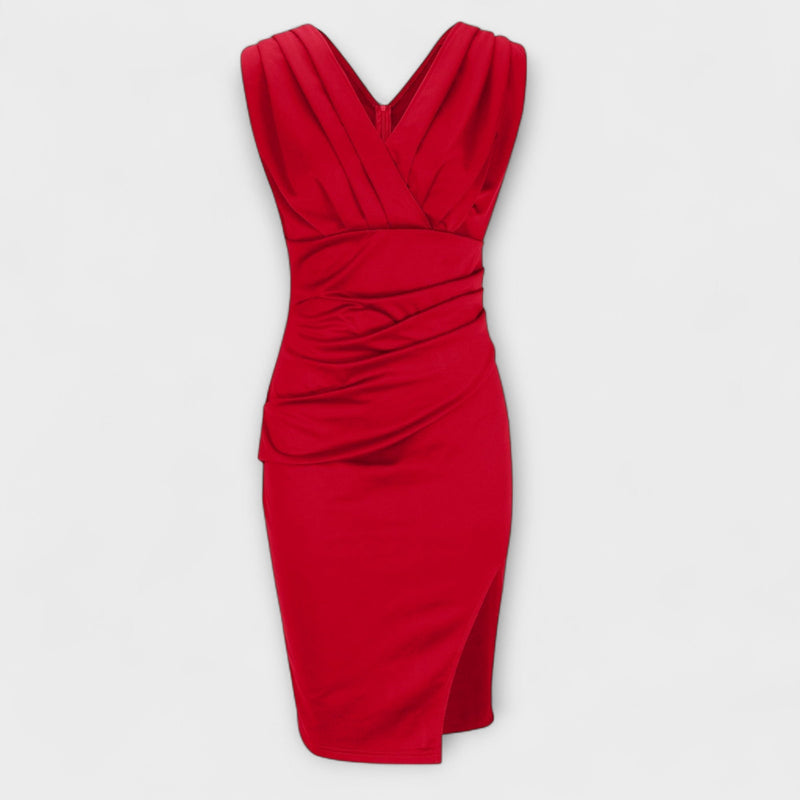 Desi - V-Ausschnitt Split Kleid