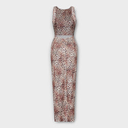 Della - Maxikleid mit Leopardenmuster und Rückenfreischnitt