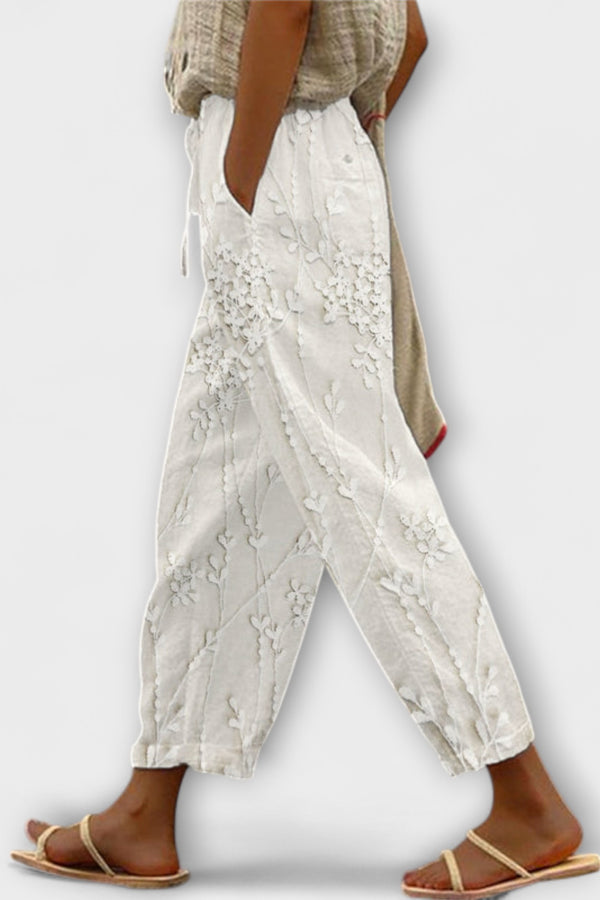 Zoey - Bedruckte Hose mit Weinlaub-Muster