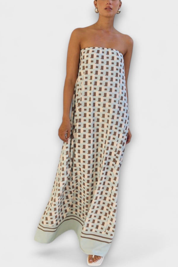 Hasel - Einzigartiges geometrisches Off-Shoulder Maxi-Kleid