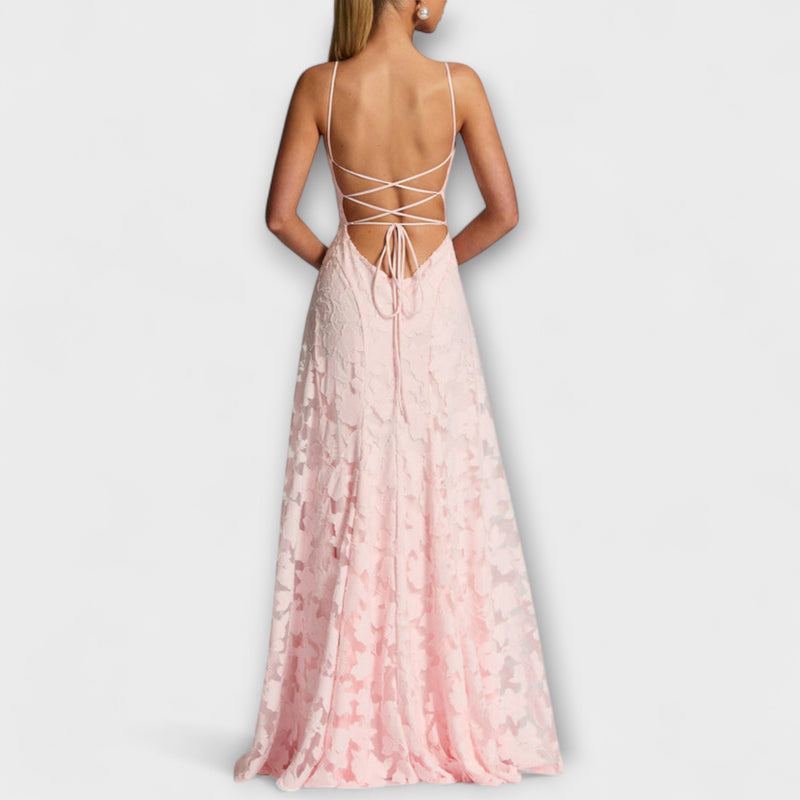 Kairi - Schickes Floral-Spitzen-Maxikleid mit Spaghettiträgern