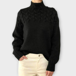 Eva - Damenpullover mit Zopfstrick-Detail