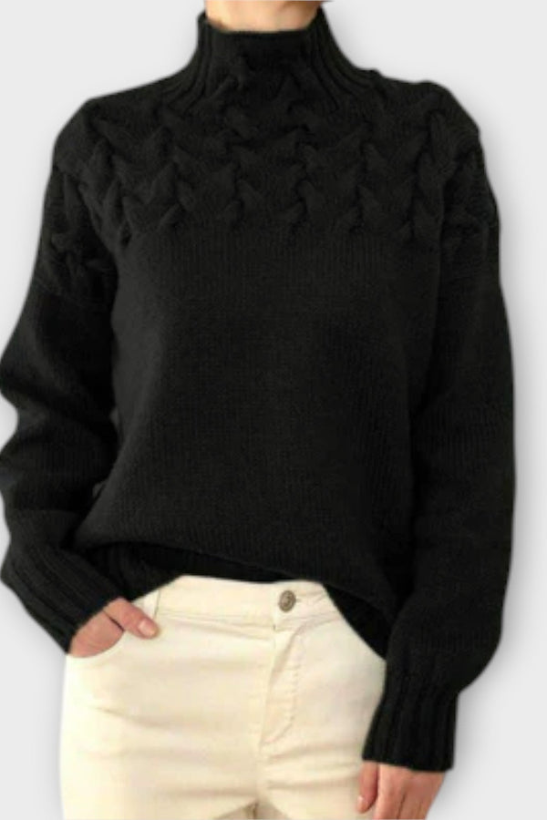Eva - Damenpullover mit Zopfstrick-Detail