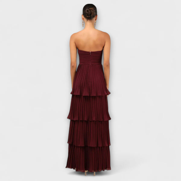 Lorena - Trägerloses, gestuftes Maxikleid
