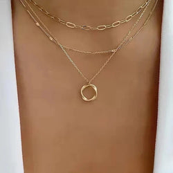 Retro Gold Layered Halskette
