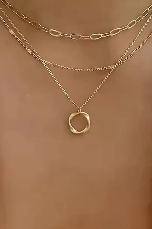 Retro Gold Layered Halskette