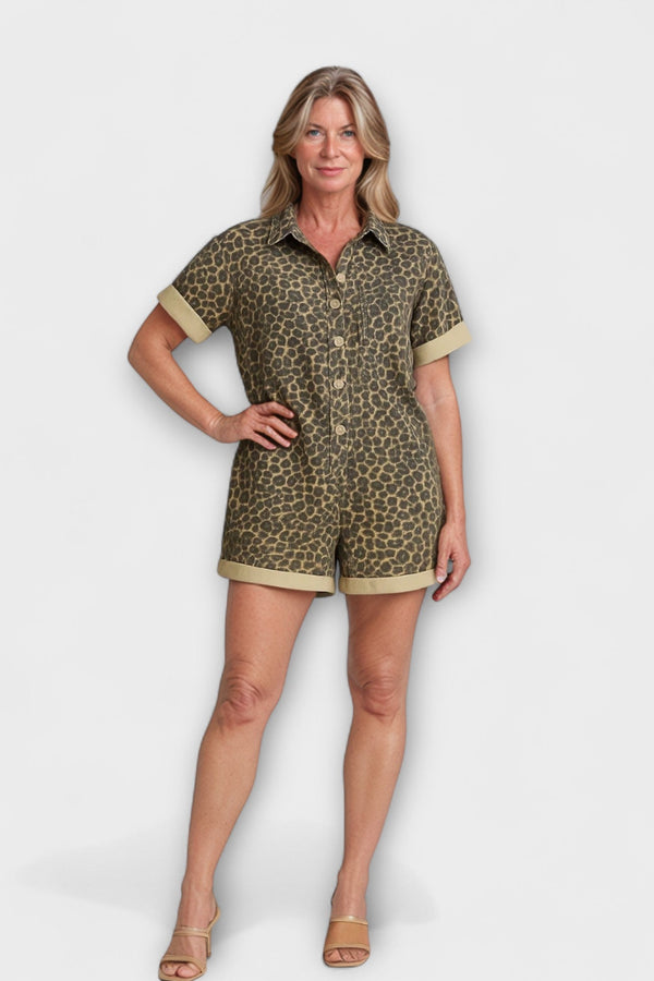 Nonette - Hemd-Jumpsuit mit Leopardenmuster