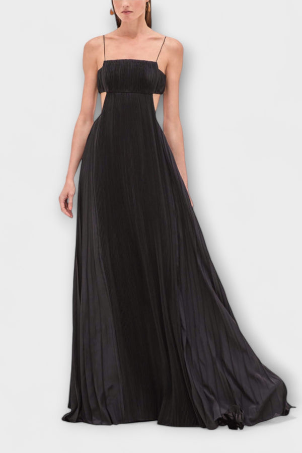 Mireille - Schickes Plissiertes Cutout Fließendes Maxikleid