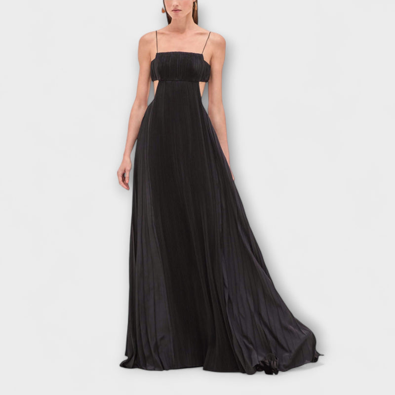 Mireille - Schickes Plissiertes Cutout Fließendes Maxikleid