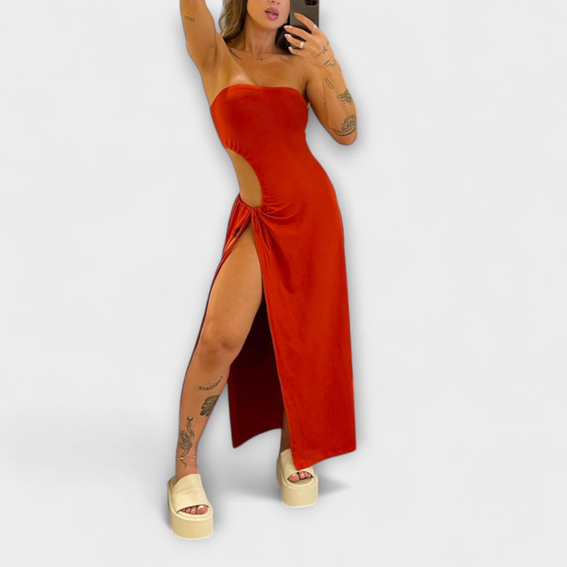 Winona - Bandeau-Tie Bodysuit-Kleid mit Seitenschlitzen