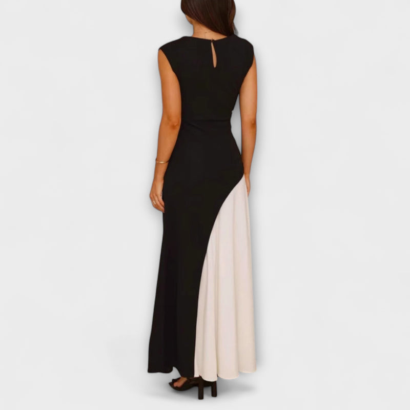Isabel - Monochrome Farbblock Taillenkleid