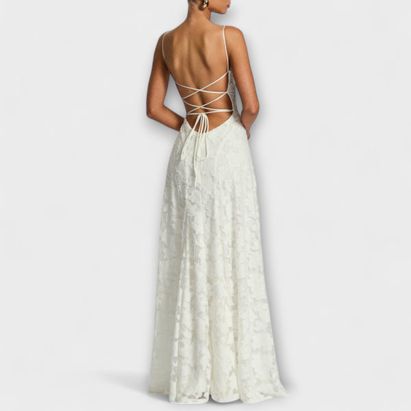 Kairi - Schickes Floral-Spitzen-Maxikleid mit Spaghettiträgern