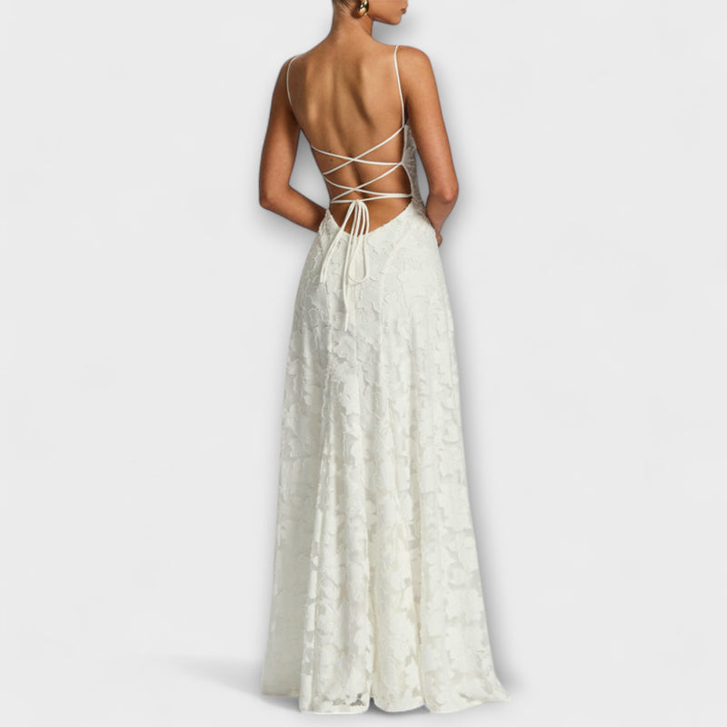 Kairi - Schickes Floral-Spitzen-Maxikleid mit Spaghettiträgern