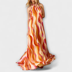 Rumi - Schickes geflochtenes Maxikleid mit Wellenmuster