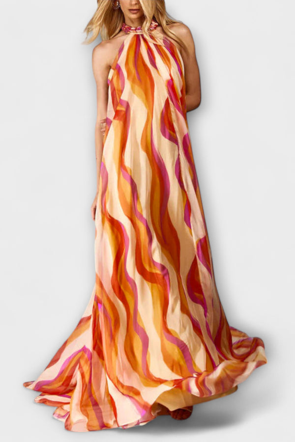 Rumi - Schickes geflochtenes Maxikleid mit Wellenmuster