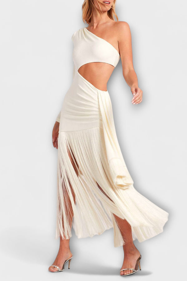 Alice - Auffälliges Cutout-Fransen-Maxi-Kleid