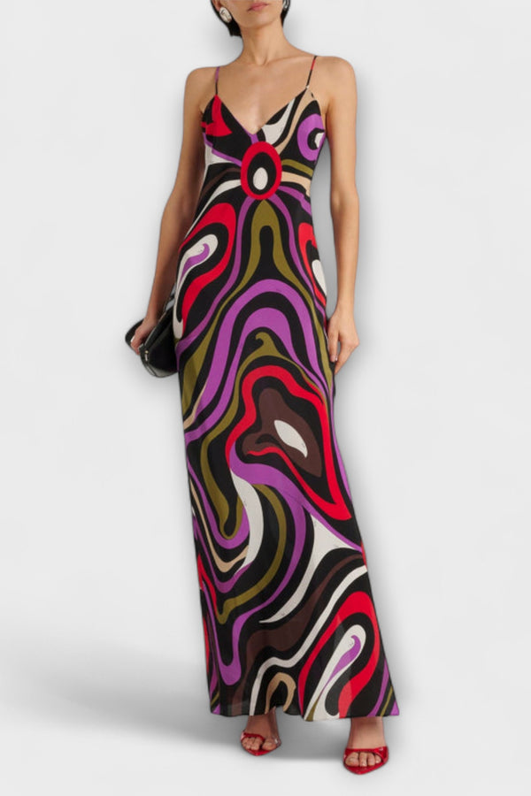 Daphne - Maxi-Kleid im Marmor-Druck
