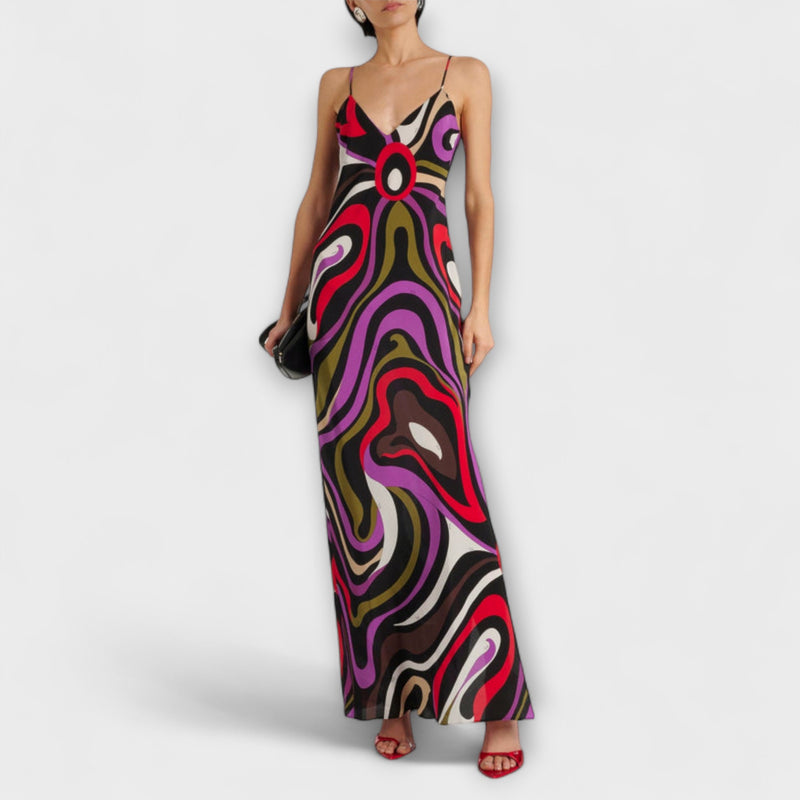 Daphne - Maxi-Kleid im Marmor-Druck