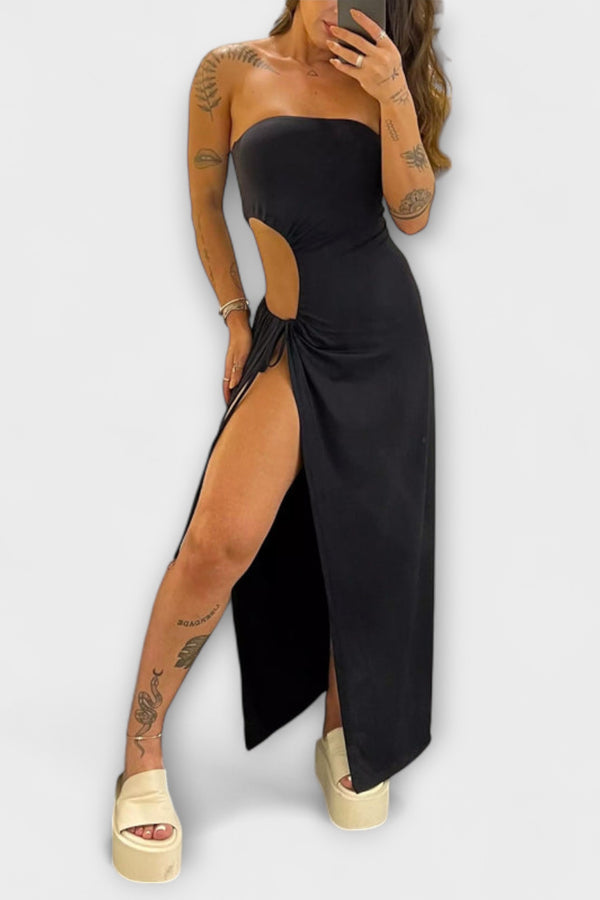 Winona - Bandeau-Tie Bodysuit-Kleid mit Seitenschlitzen