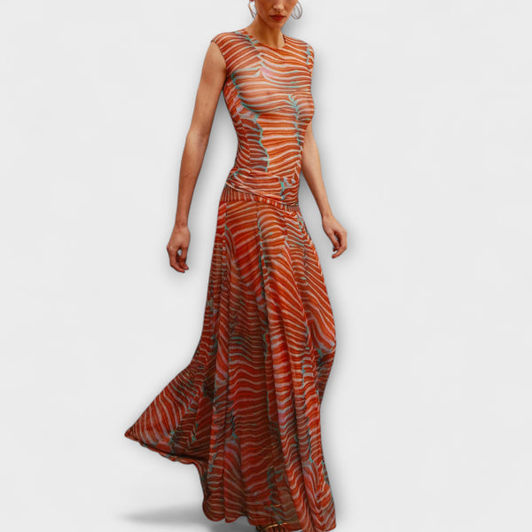 Phoenix - Schimmernder Wellen-Mesh-Bodysuit