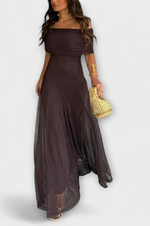 Meadow - Toledo Ein-Schulter Mesh Maxi Kleid
