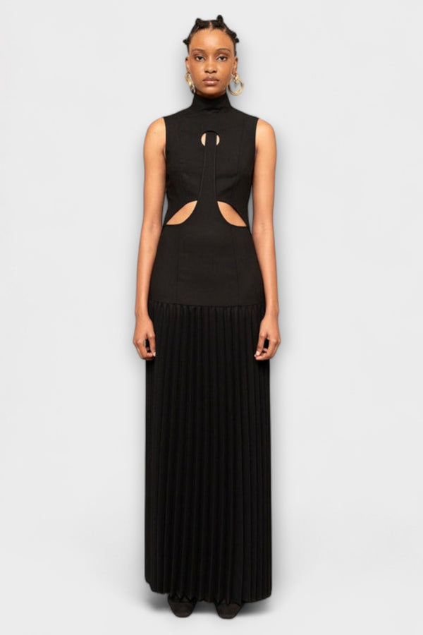 Kristen - Maxikleid mit Falten und Ausschnitten
