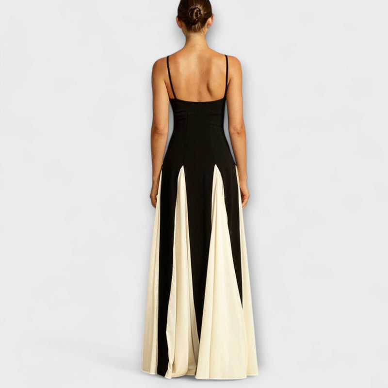 Ember - Klassische Eleganz A-Linie Maxi Kleid mit Tüllpaneelen