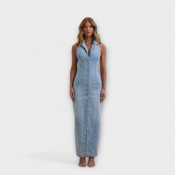 Lacey - Mid Wash Denim Maxikleid